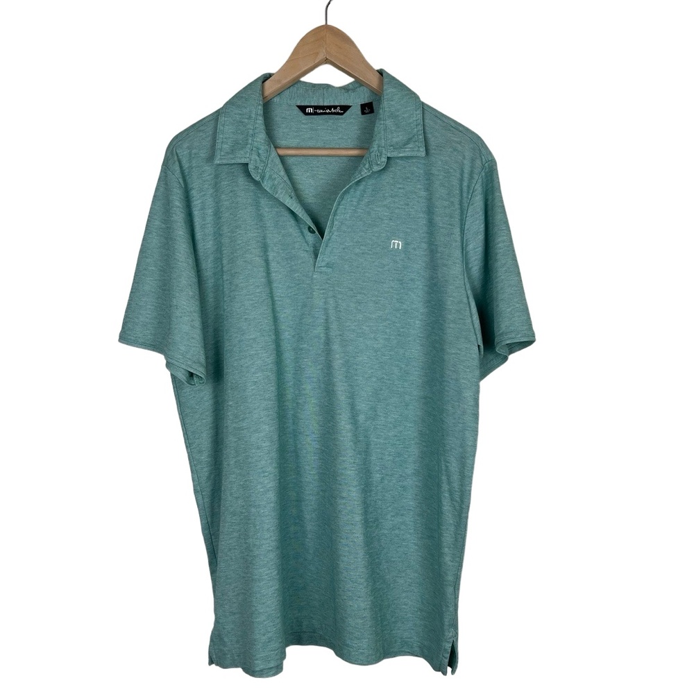 Travis Mathew Polo Shirt Mens Size L Turquoise Golf Performance Athleitic Preppy